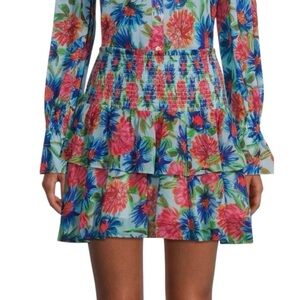 Milly Wyatt Paint Dahlia Print Skirt NWT